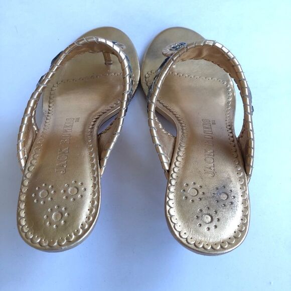 Jack Rogers Zsa Zsa Maggie Thong Sandal Shoes Gold Silver Leather Feet Jewelry 6 - Picture 6 of 12